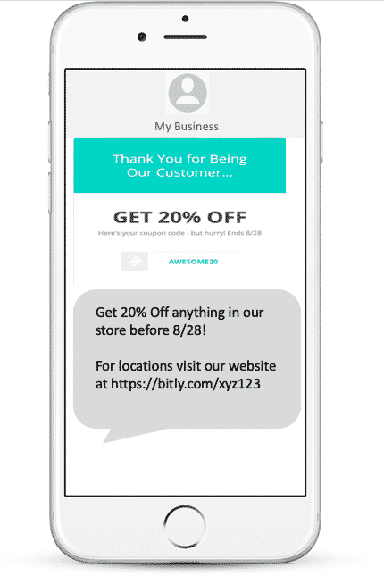Retail coupon via text message