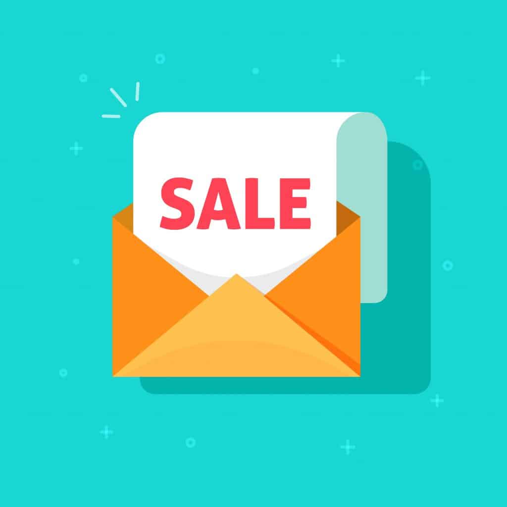 image of a received message saying sale